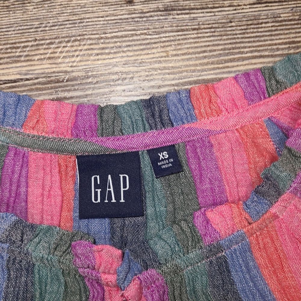 Gap Linen Blend Stripe Peasant Blouse - Picture 7 of 9